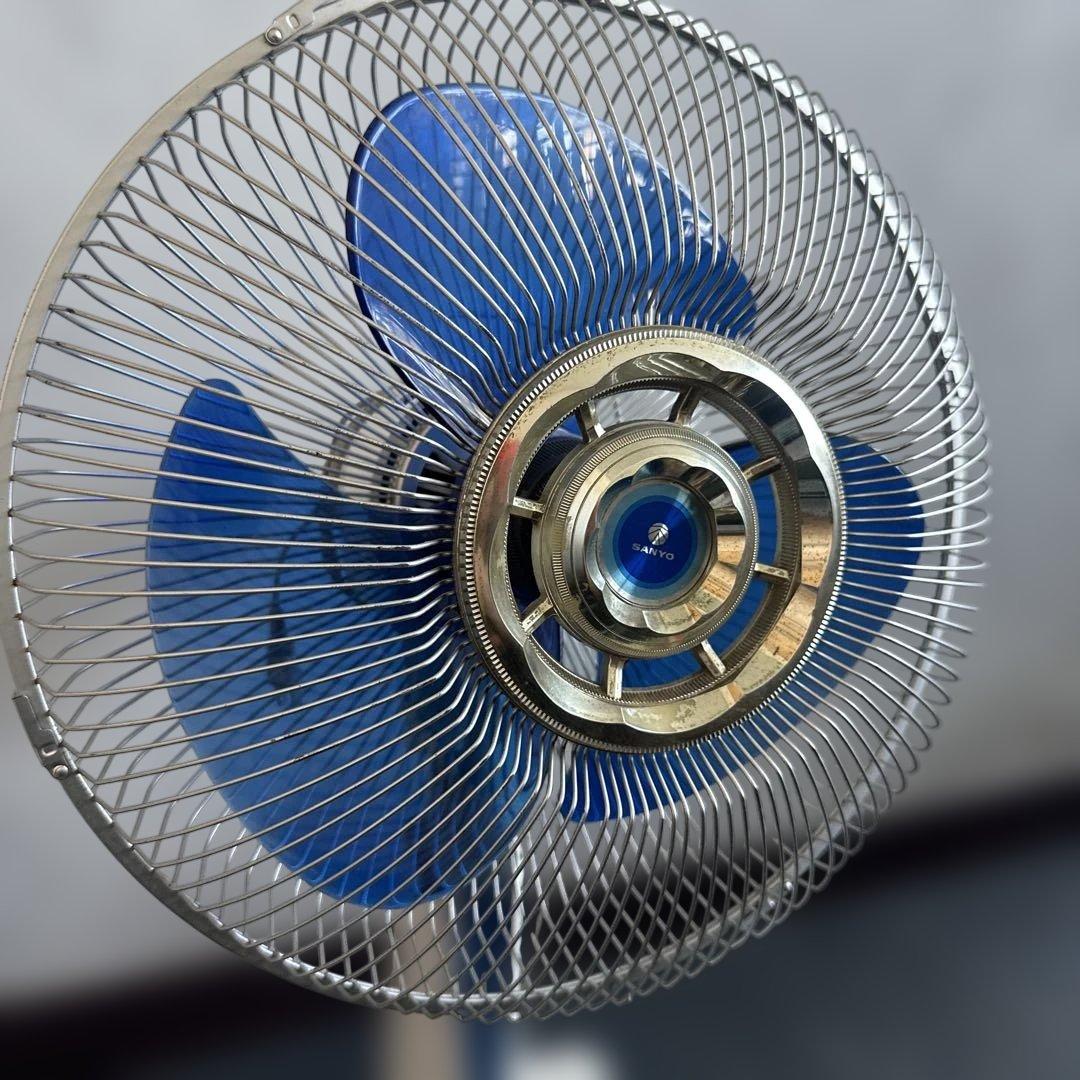 ヴィンテージ　SANYO スタンドファン 青 3枚羽根