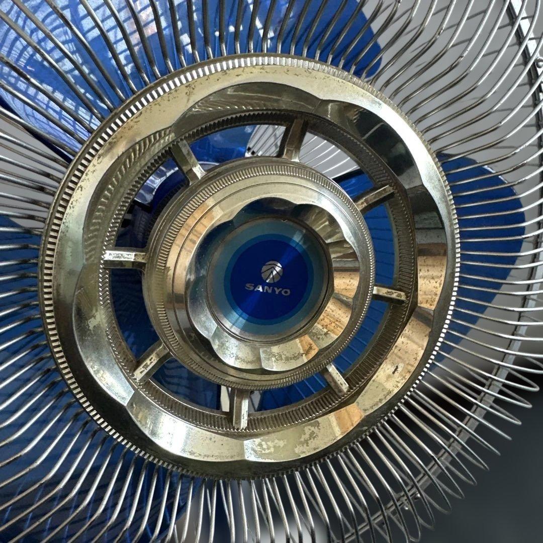 ヴィンテージ　SANYO スタンドファン 青 3枚羽根