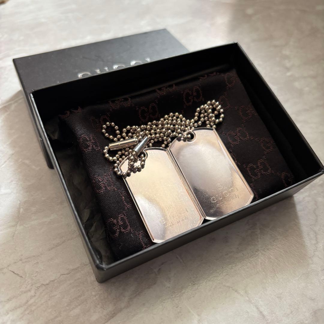 木村拓哉着用 GUCCI ドッグタグ ダブルプレートネックレス シルバー925