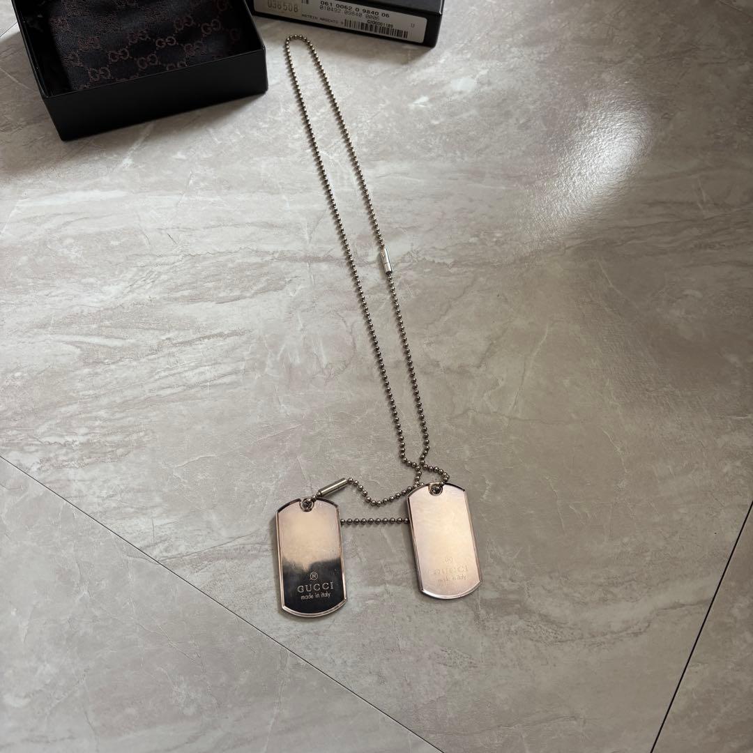 木村拓哉着用 GUCCI ドッグタグ ダブルプレートネックレス シルバー925