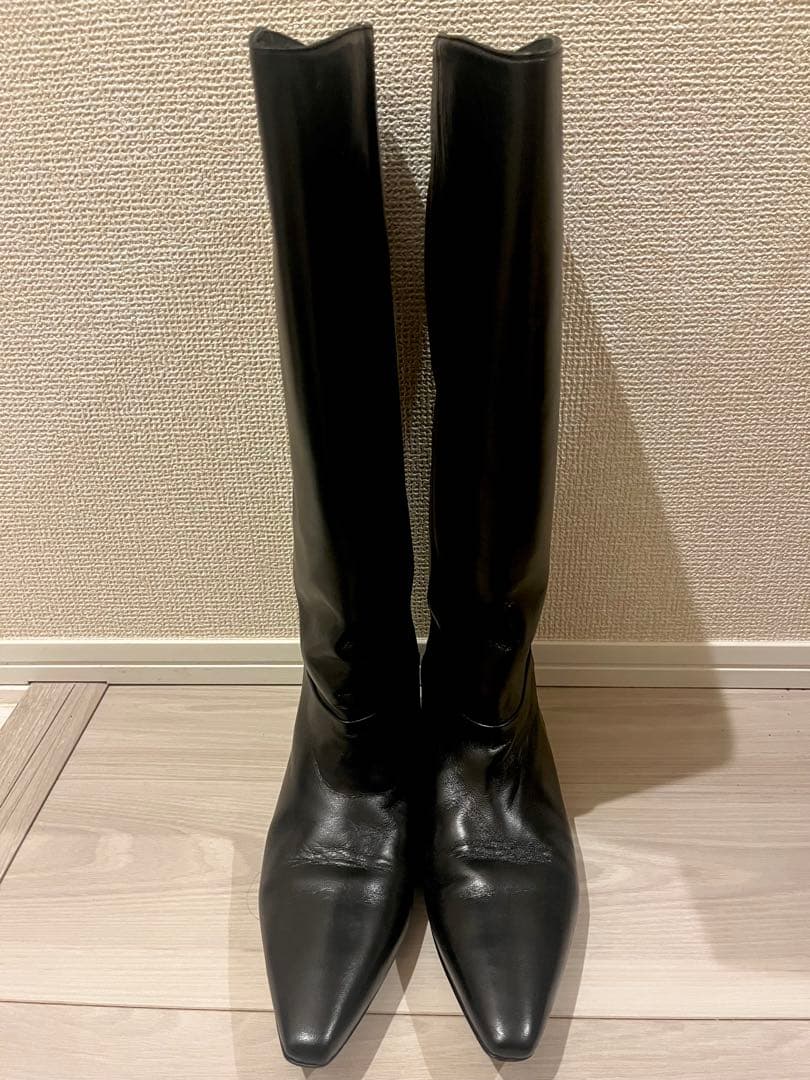 CORSO ROMA 9 レザー バックジップロングブーツ36