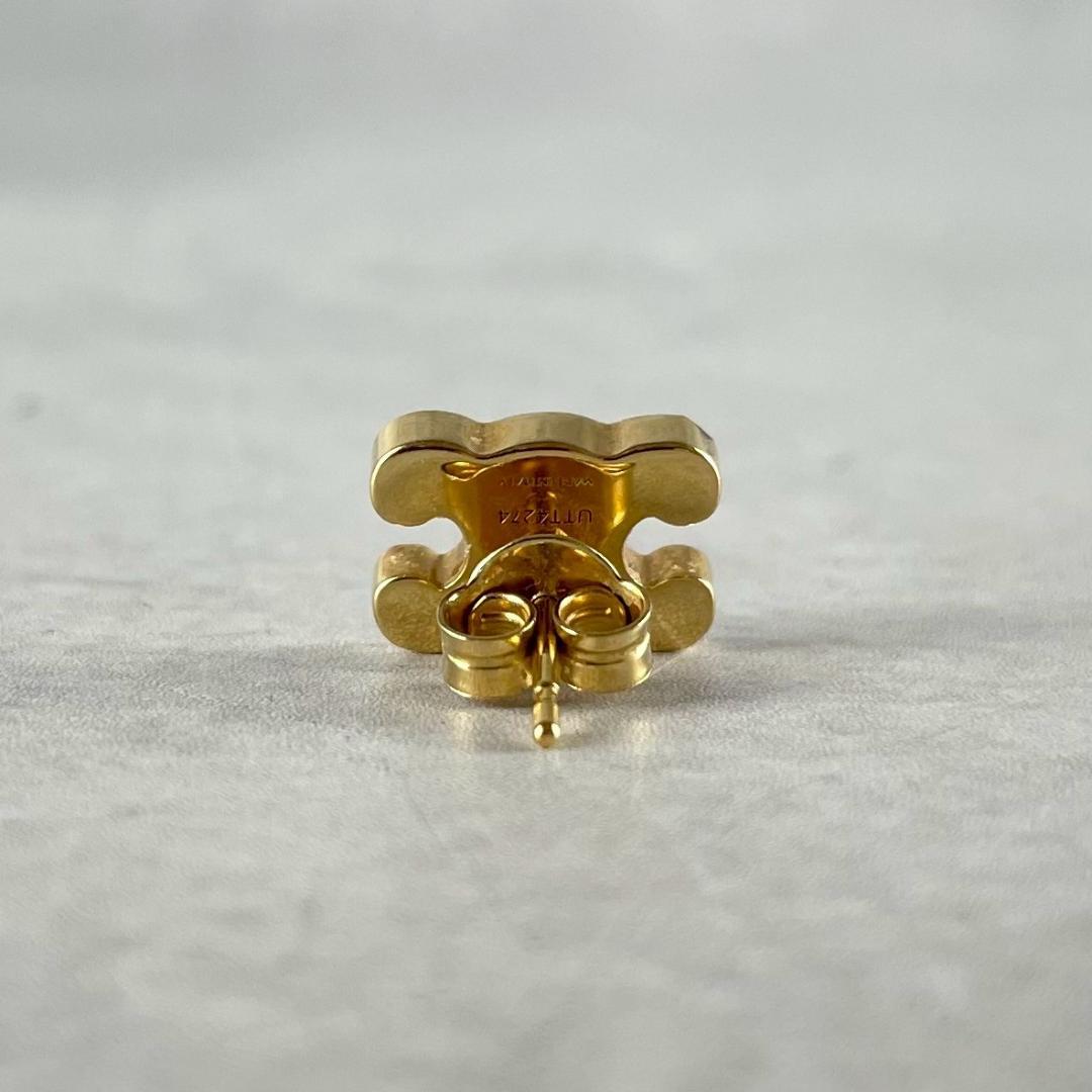 現行　CELINE　セリーヌ　トリオンフ　ラインストーン　ピアス　ゴールド　金色