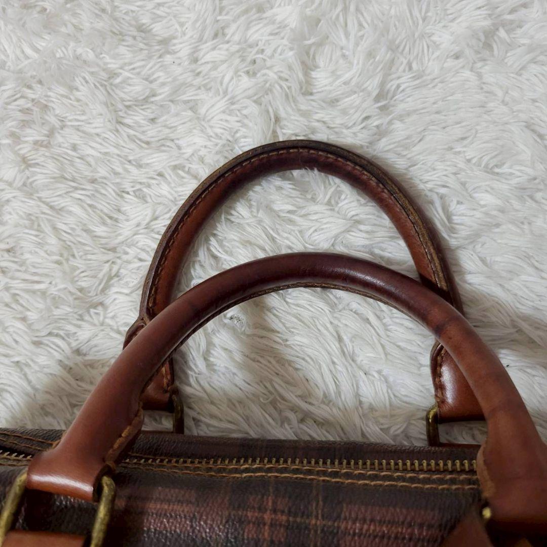 希少　ポロラルフローレン　ミニボストンバッグ　タータンチェック　ヴィンテージ　茶