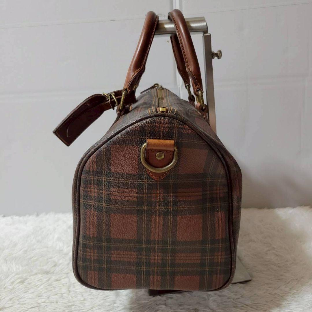 希少　ポロラルフローレン　ミニボストンバッグ　タータンチェック　ヴィンテージ　茶