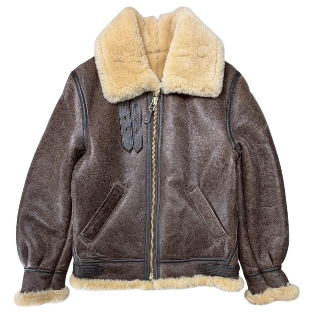 USA製 257S B-3 ショット リアルムートン フライトジャケット 茶36