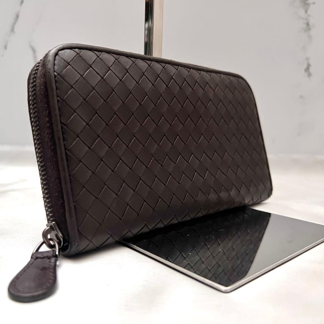 ◇極美品◇ボッテガヴェネタ　長財布　ラウンドジップ　ダークブラウン　レザー