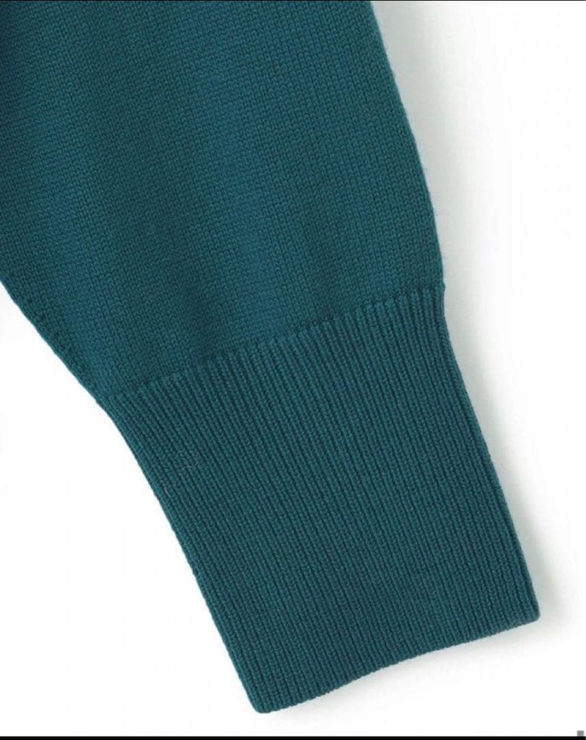 2-3回着 23区 Vネック チュニックニット ブルーグリーン 32