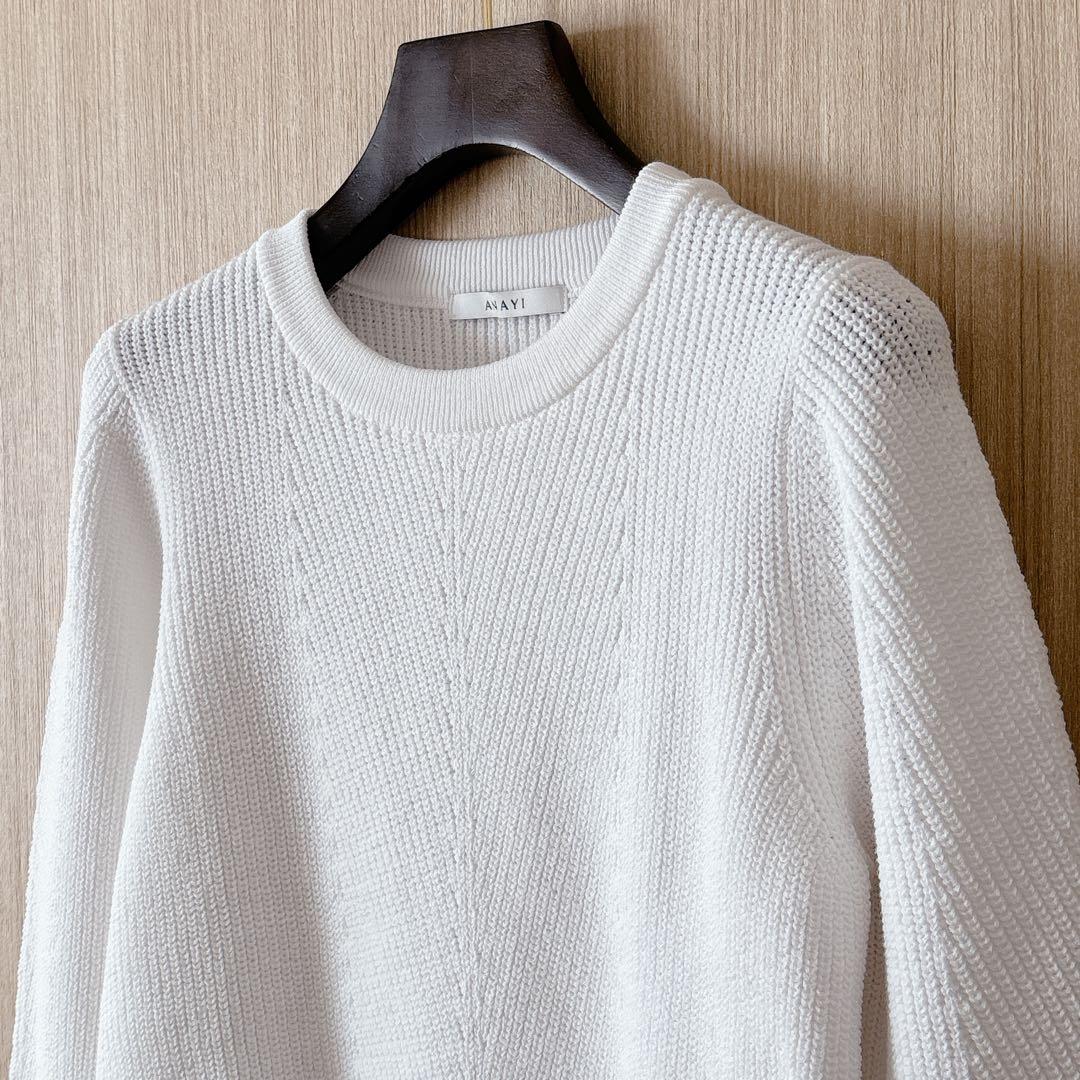 【1360】アナイ　コットンクルーネックプルオーバー　白　38 春