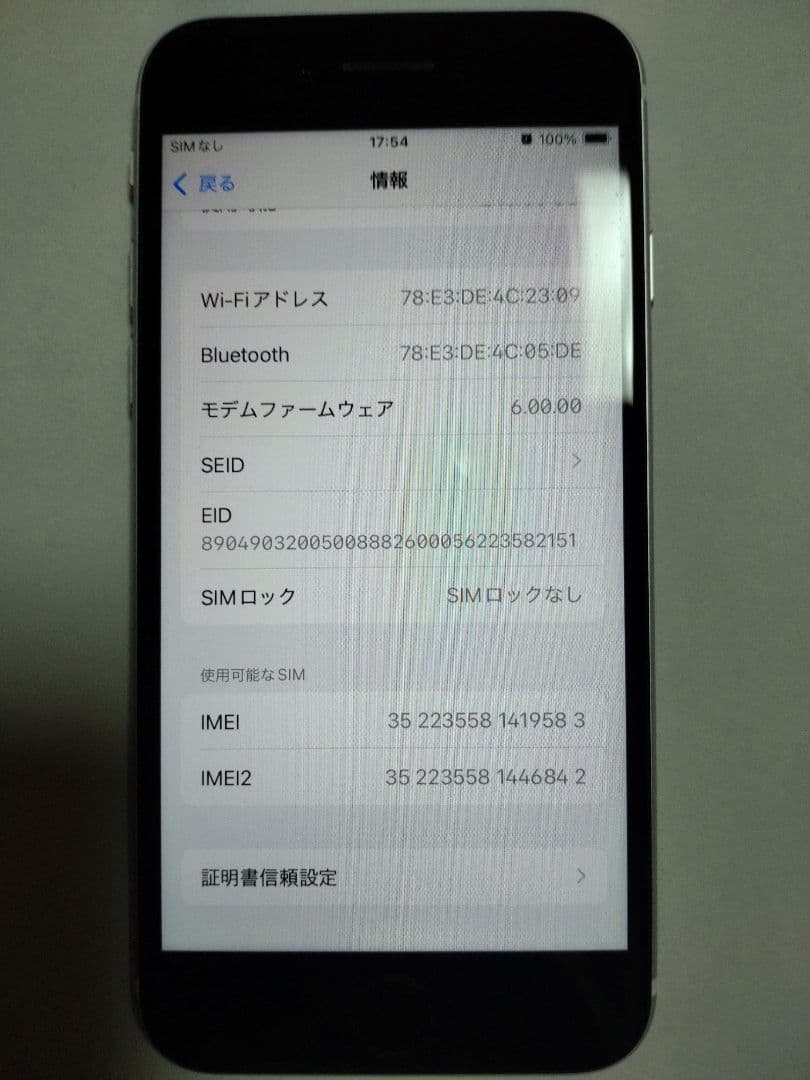 iPhone SE (第2世代) ホワイト256GB　wifi機能不可