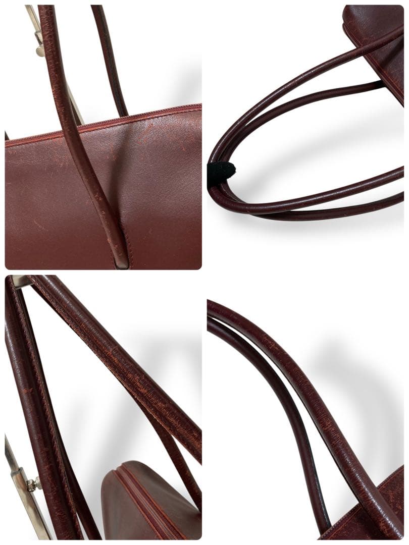 【ヴィンテージ】カルティエ　ブリーフケース　ボルドー　レザー　トートバッグ大容量