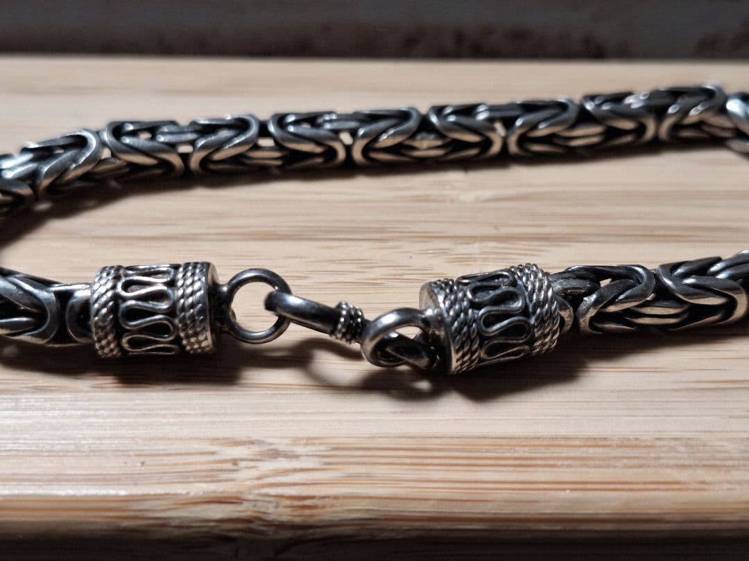 未使用！シルバー925Silver925極太ビザンチンブレスレット20cmゴツめ