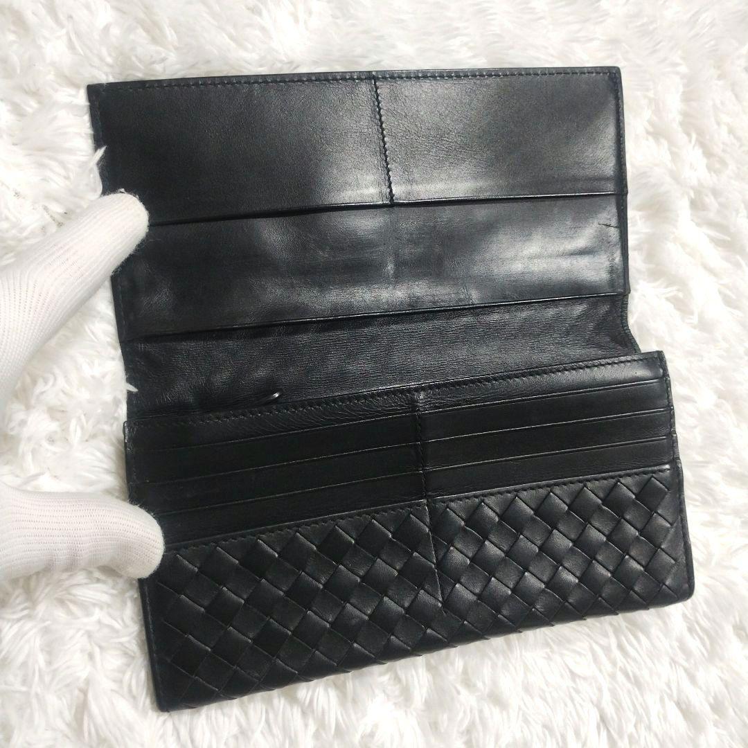 美品　ボッテガヴェネタ　長財布　イントレチャート　二つ折り　ケース付き　黒