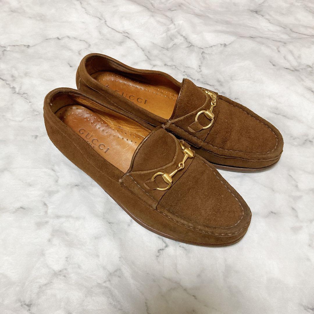 GUCCI グッチ　モカシン　スエード　ホースビットローファー　茶色　ブラウン