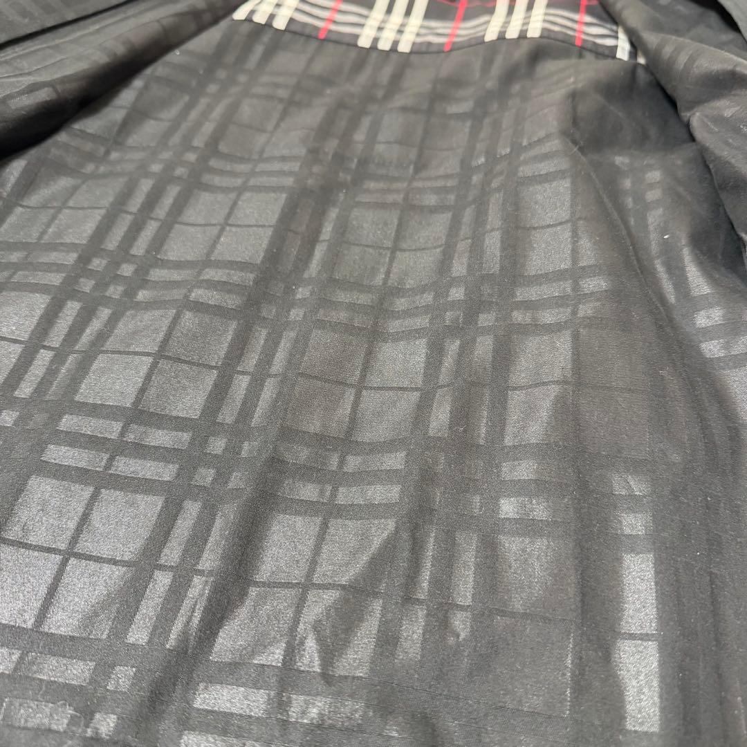 希少L バーバリーブラックレーベル ホースロゴ シャドーチェック ジャケット 黒