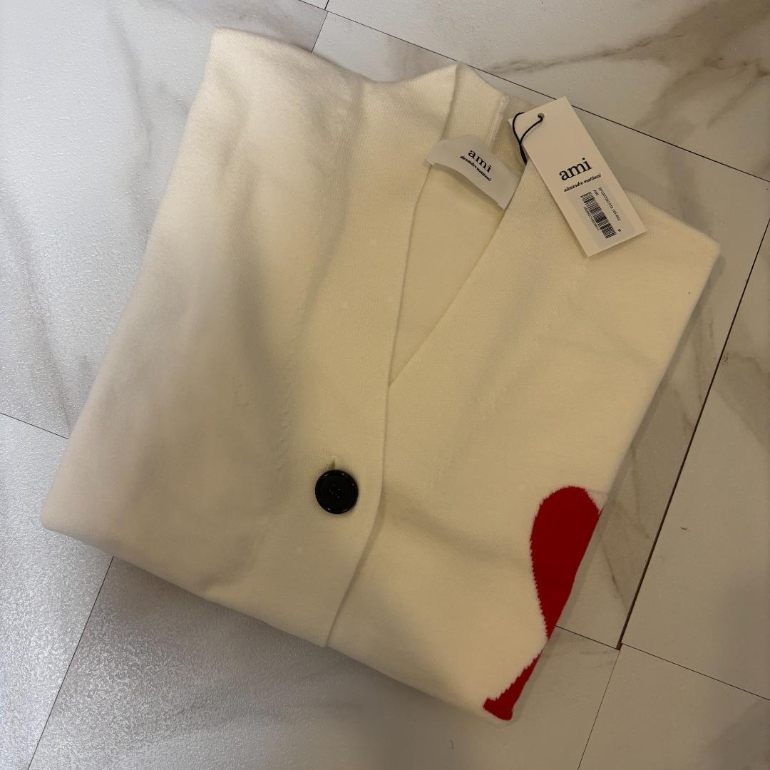 Ami Paris アミパリス ハートロゴ カーディガン 白 M
