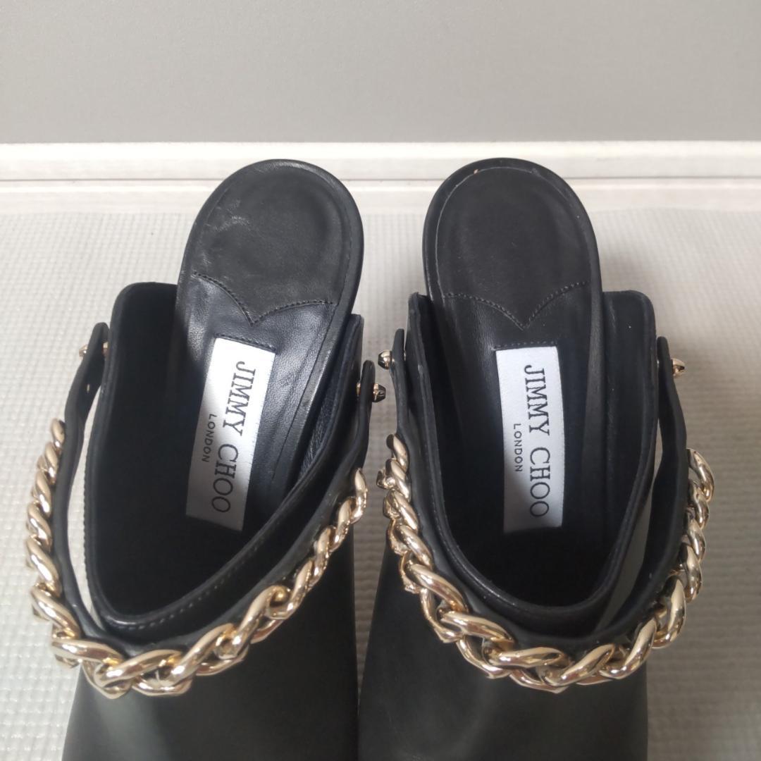 JIMMY CHOO LEXX100 ミュール 2WAY チェーン ハイヒール黒