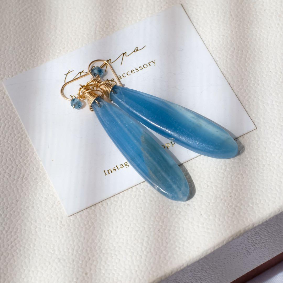 ハニーフラット♦︎レムリアンアクアティンブルーカルサイトロングペアシェイプ