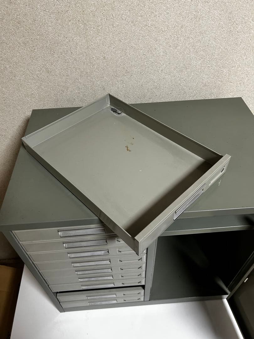 スチールレターケース　引出し10段+扉付棚　鍵無し