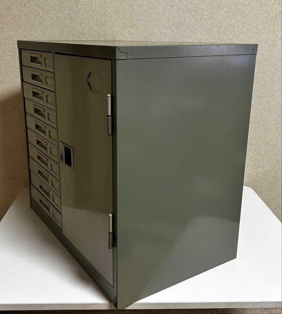 スチールレターケース　引出し10段+扉付棚　鍵無し