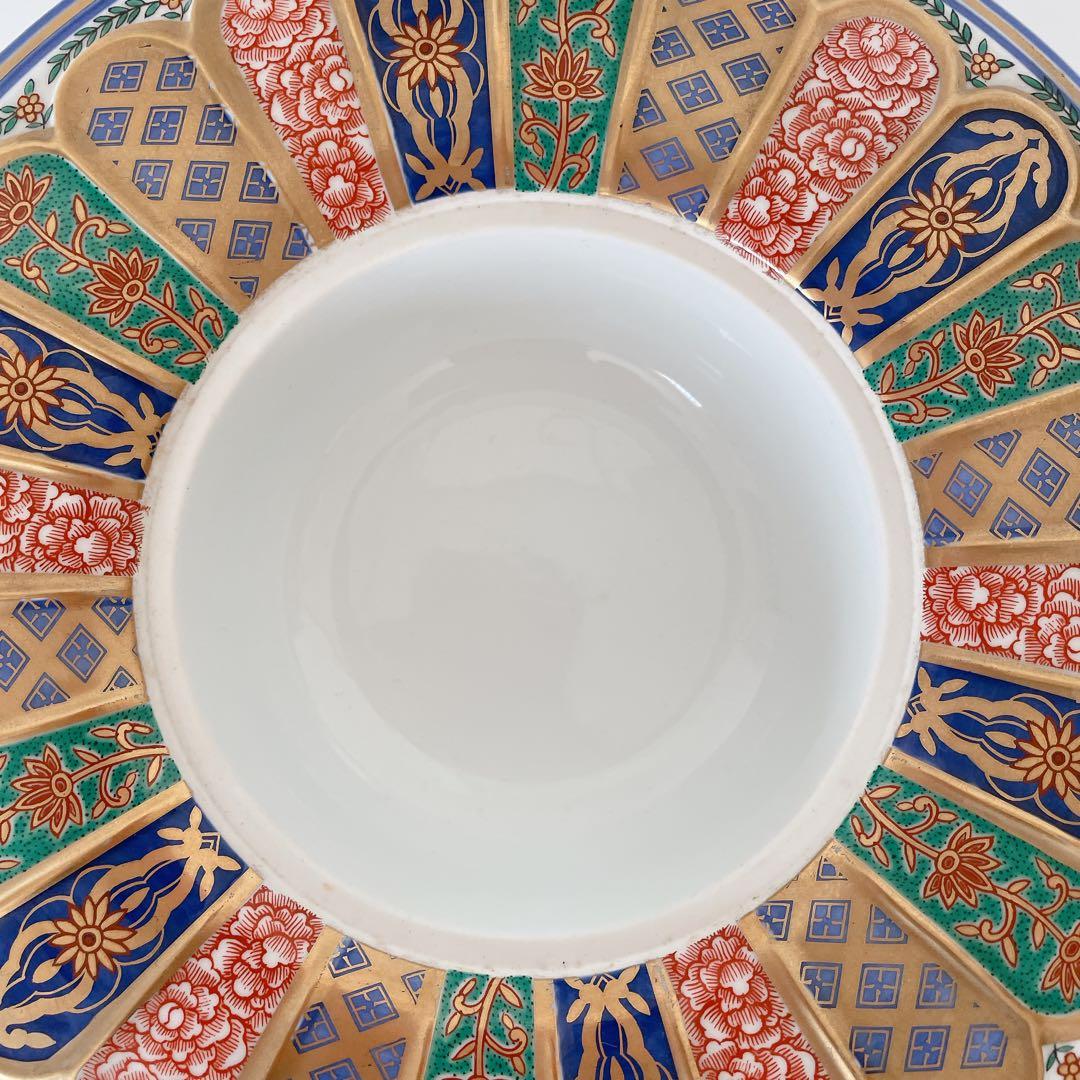 林九郎 献上錦菊割 灰皿古伊万里様式 古美術品 陶磁器 直径28 金彩 喫煙具