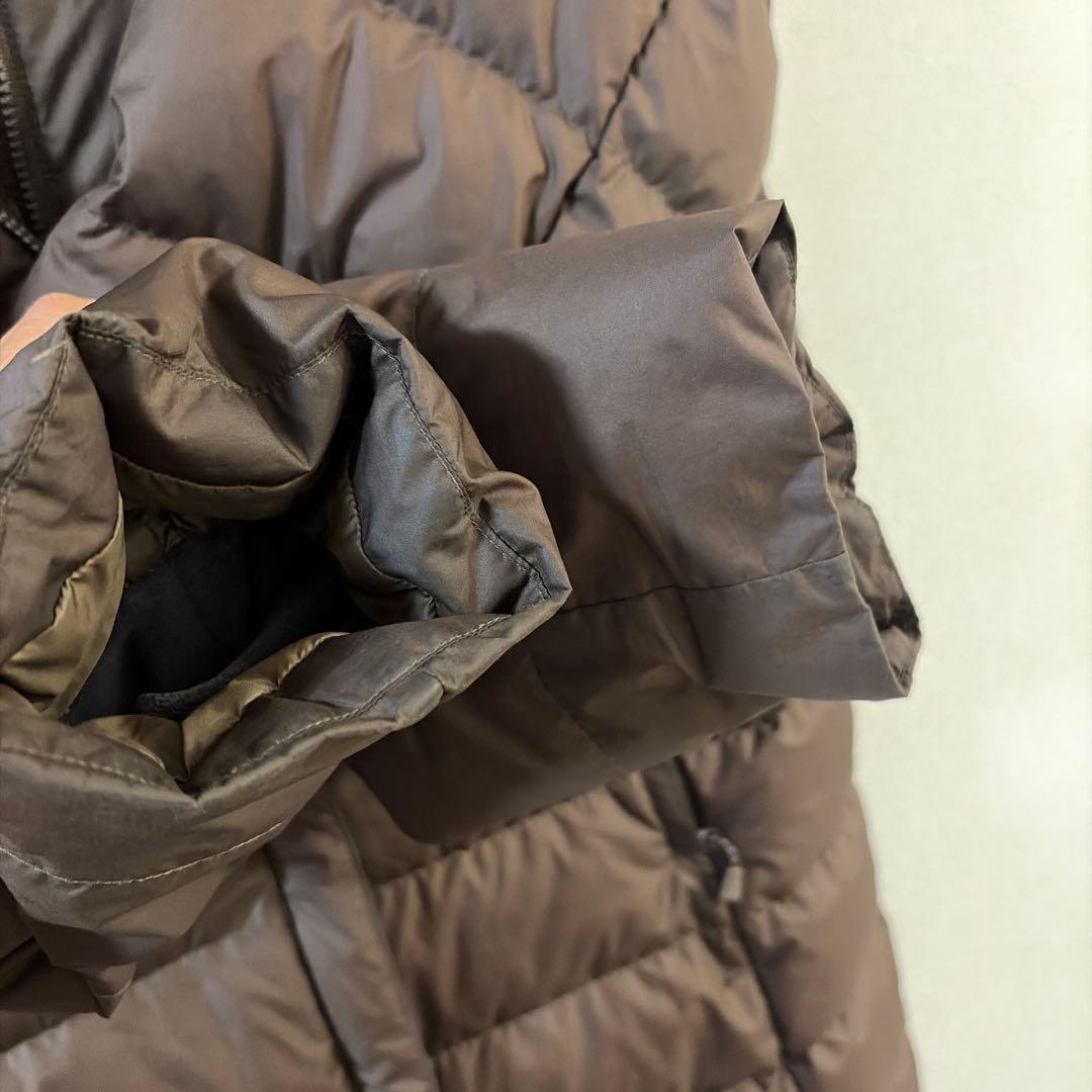 mont-bell フード付きロングダウンジャケット ブラウン