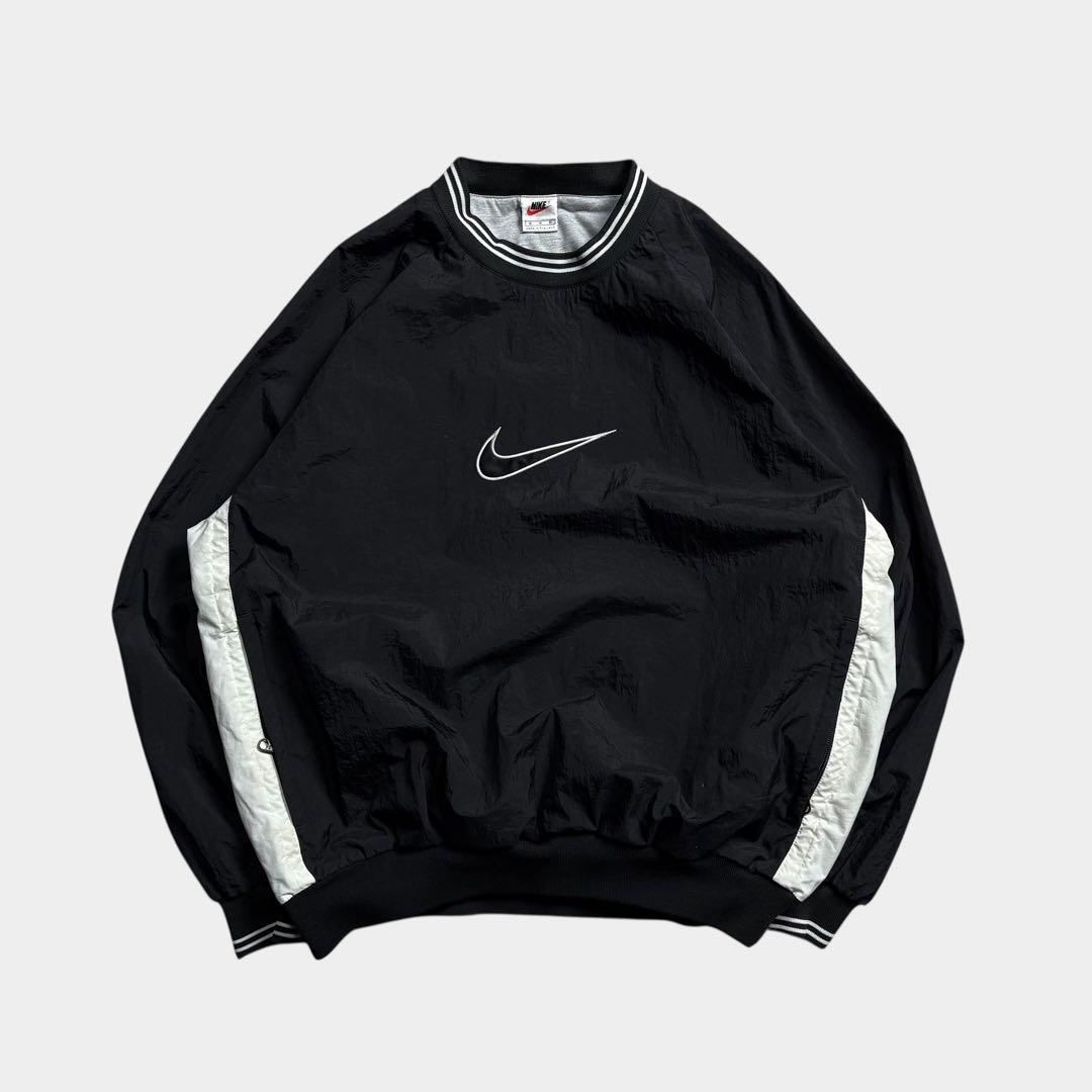 (美品)90s NIKE ナイキ 銀タグ ナイロンプルオーバー ジャケット 丸首