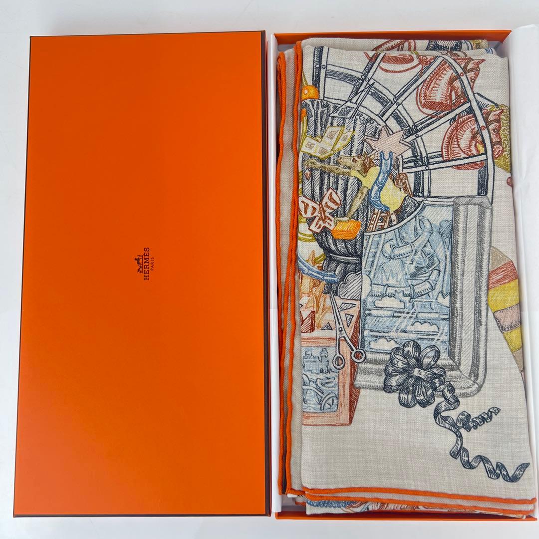新品未使用 HERMES エルメス ショール エルメスの世界 ナチュレ オレンジ