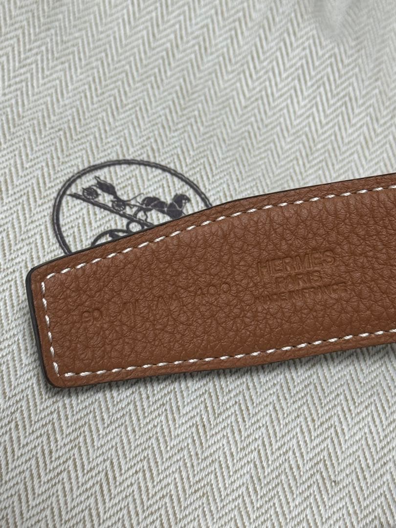 【新品未使用】HERMES エルメス 黒レザー ベルト H型バックル