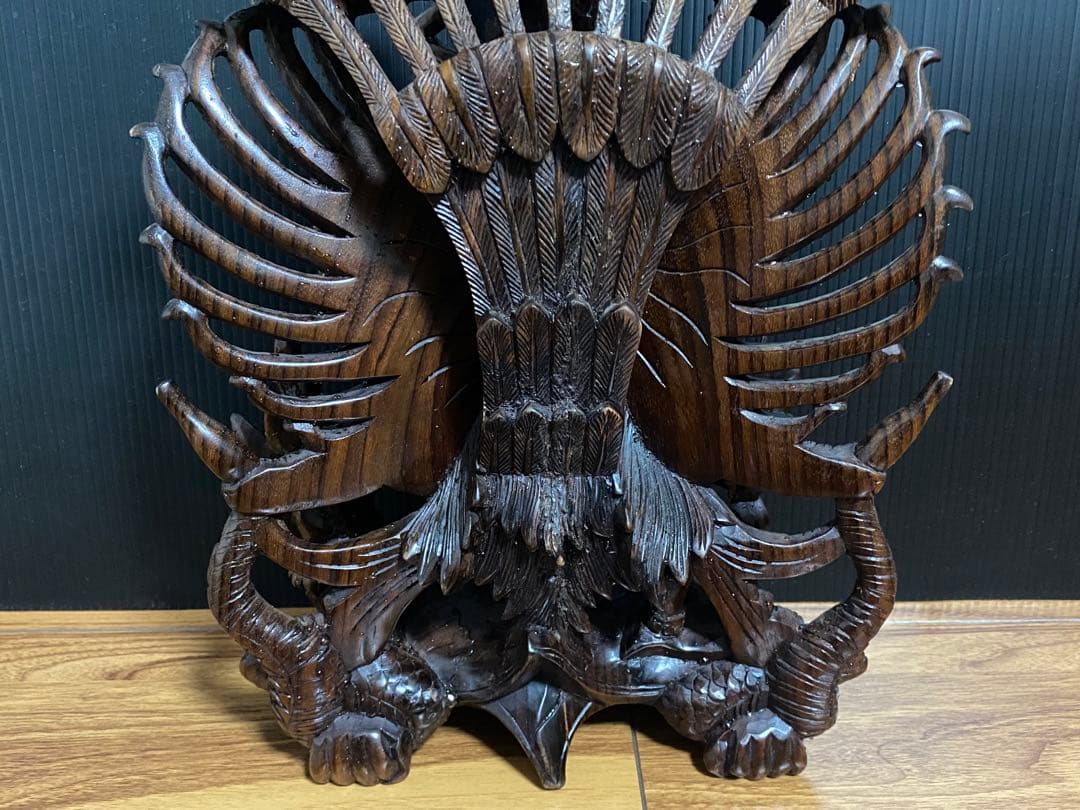 ぱ*ん様 アンティーク インドネシアバリ彫刻細密木彫ガルーダ置物 木彫り