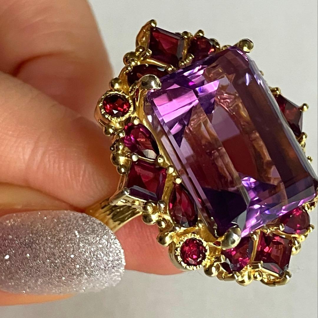 25ct アメジスト・ガーネットリング・指輪シルバー925K18金ゴールド