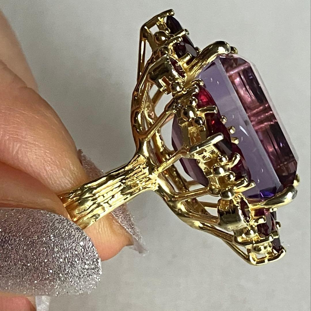 25ct アメジスト・ガーネットリング・指輪シルバー925K18金ゴールド