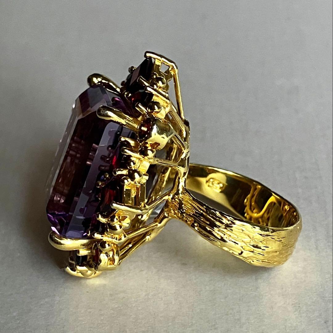 25ct アメジスト・ガーネットリング・指輪シルバー925K18金ゴールド