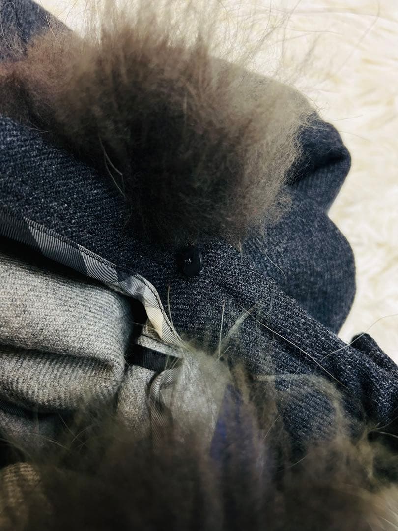 Burberry Blue Label ファー付ウールコート40ナポレオンコート