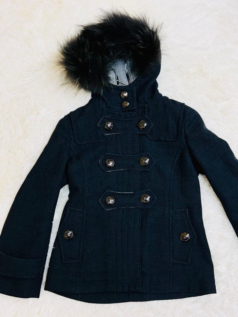 Burberry Blue Label ファー付ウールコート40ナポレオンコート