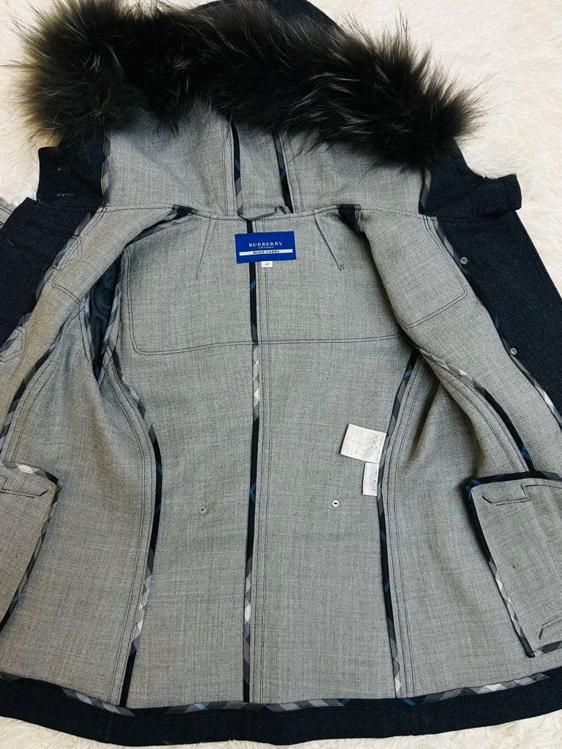 Burberry Blue Label ファー付ウールコート40ナポレオンコート