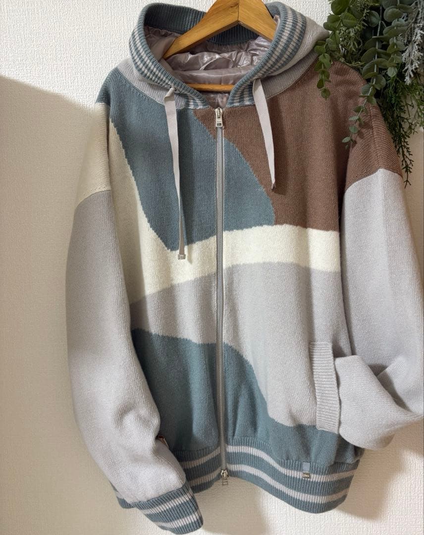 HERNO ヘルノリゾート　ニットパーカー　48サイズ　幾何学♡