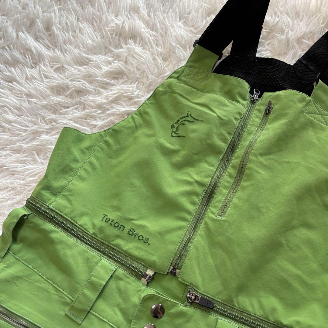 Teton bros ビブパンツ スノボ グリーン シェルパンツ 防風