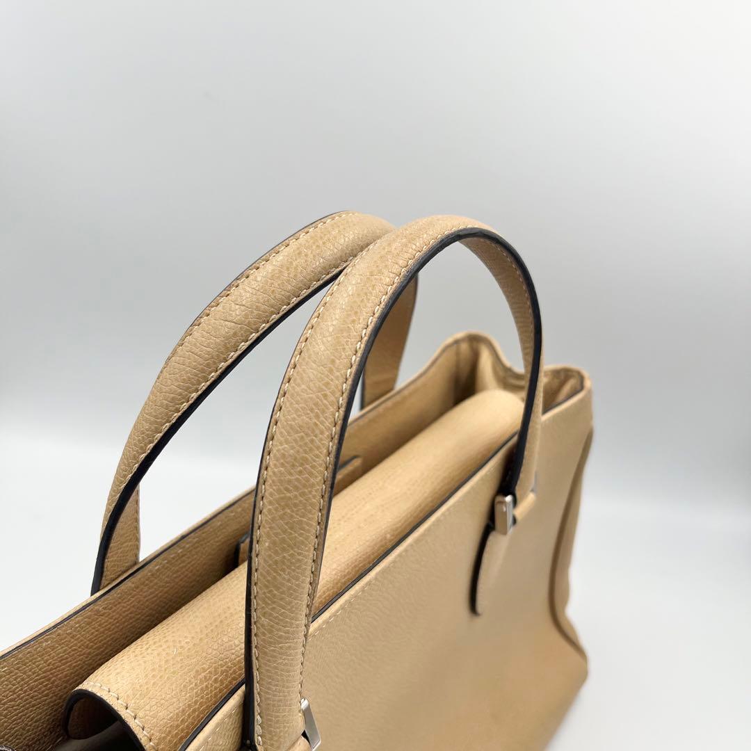 【人気】Valextra ハンドバッグ ベージュ 保存袋付き　小ぶりサイズ