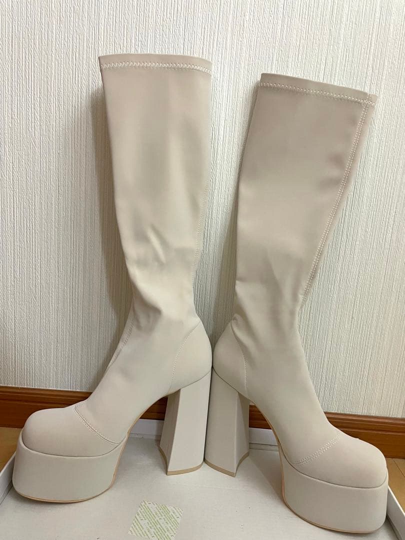 【今期】Darich ウルトラストレッチロングブーツ アイボリー L