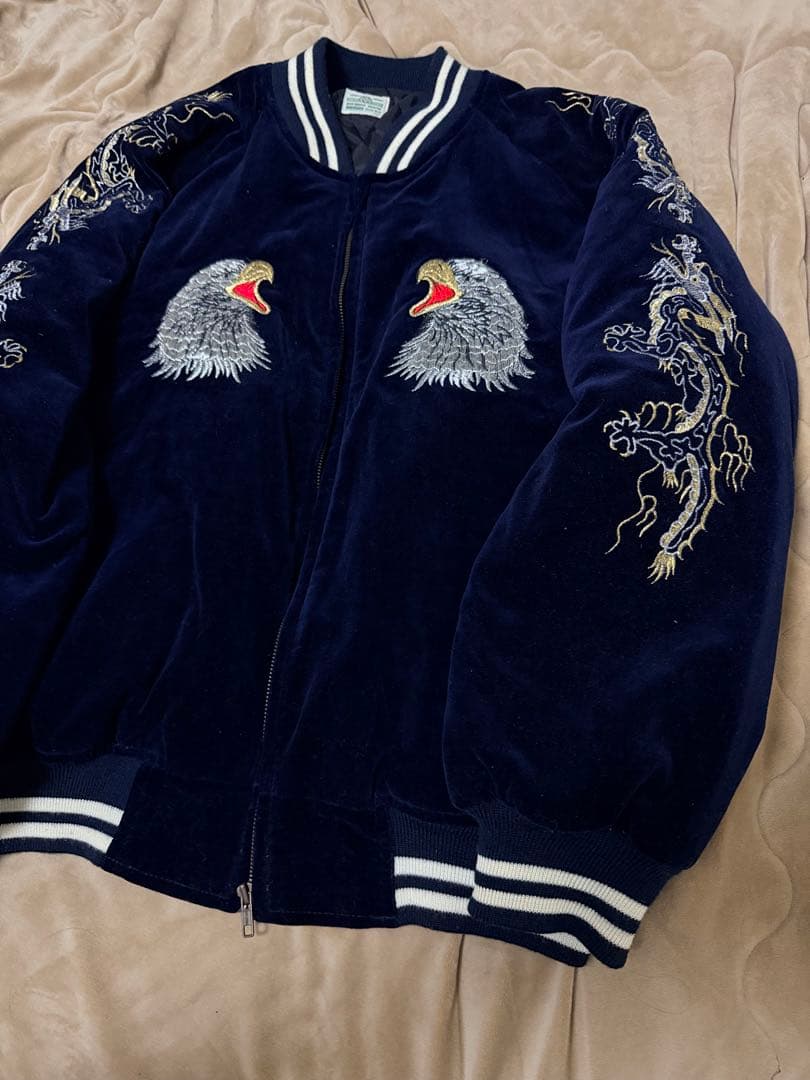 vintage 90s 別珍 BOURBON HOUSE 鷲 龍 日本スカジャン