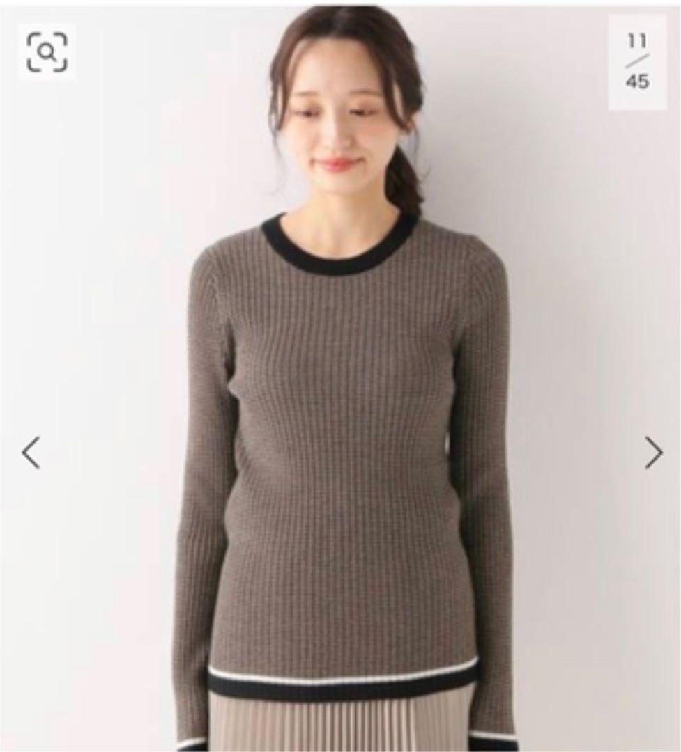 IENA 6x3リブクルーネックプルオーバー ニット