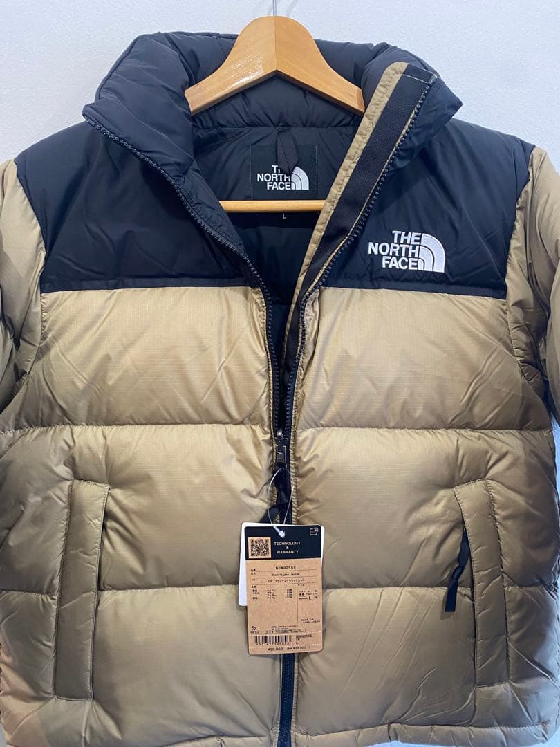 ノースフェイス　ショートヌプシジャケット　ブラックxクラシックカーキ　 Lサイズ