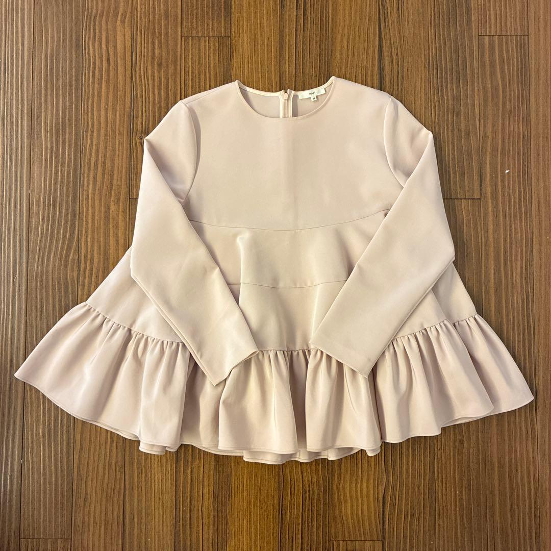 yori ヨリ　ピンク ティアードギャザーブラウス　フリル 長袖トップス38