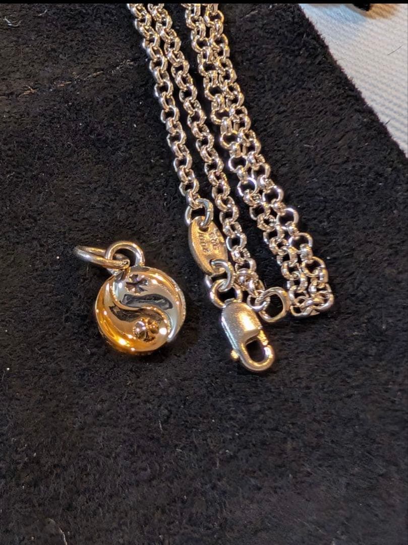 クロムハーツ インヤン チャーム（スモール）＆ ロールチェーン18インチ　セット