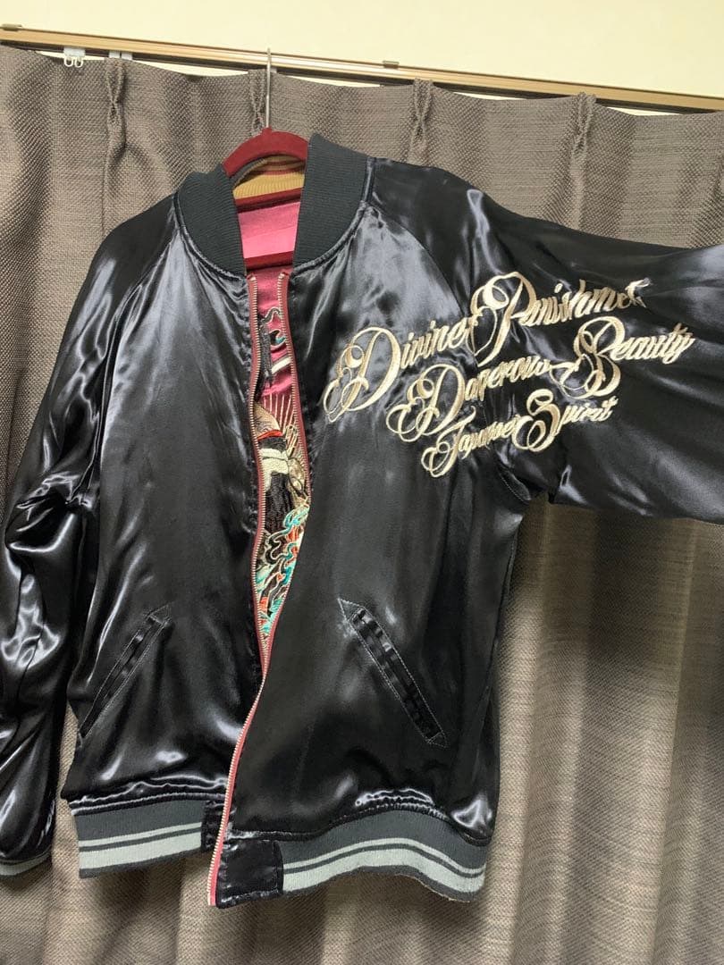 刺繍スカジャン ワインレッド/ゴールド