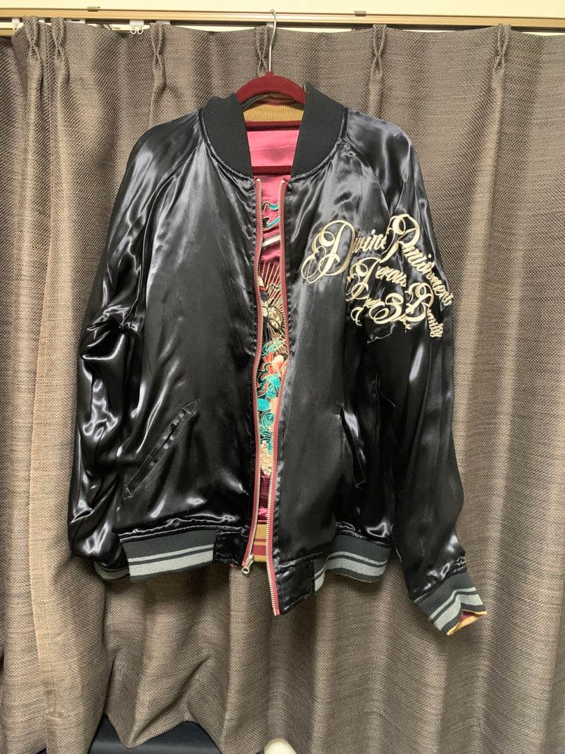 刺繍スカジャン ワインレッド/ゴールド