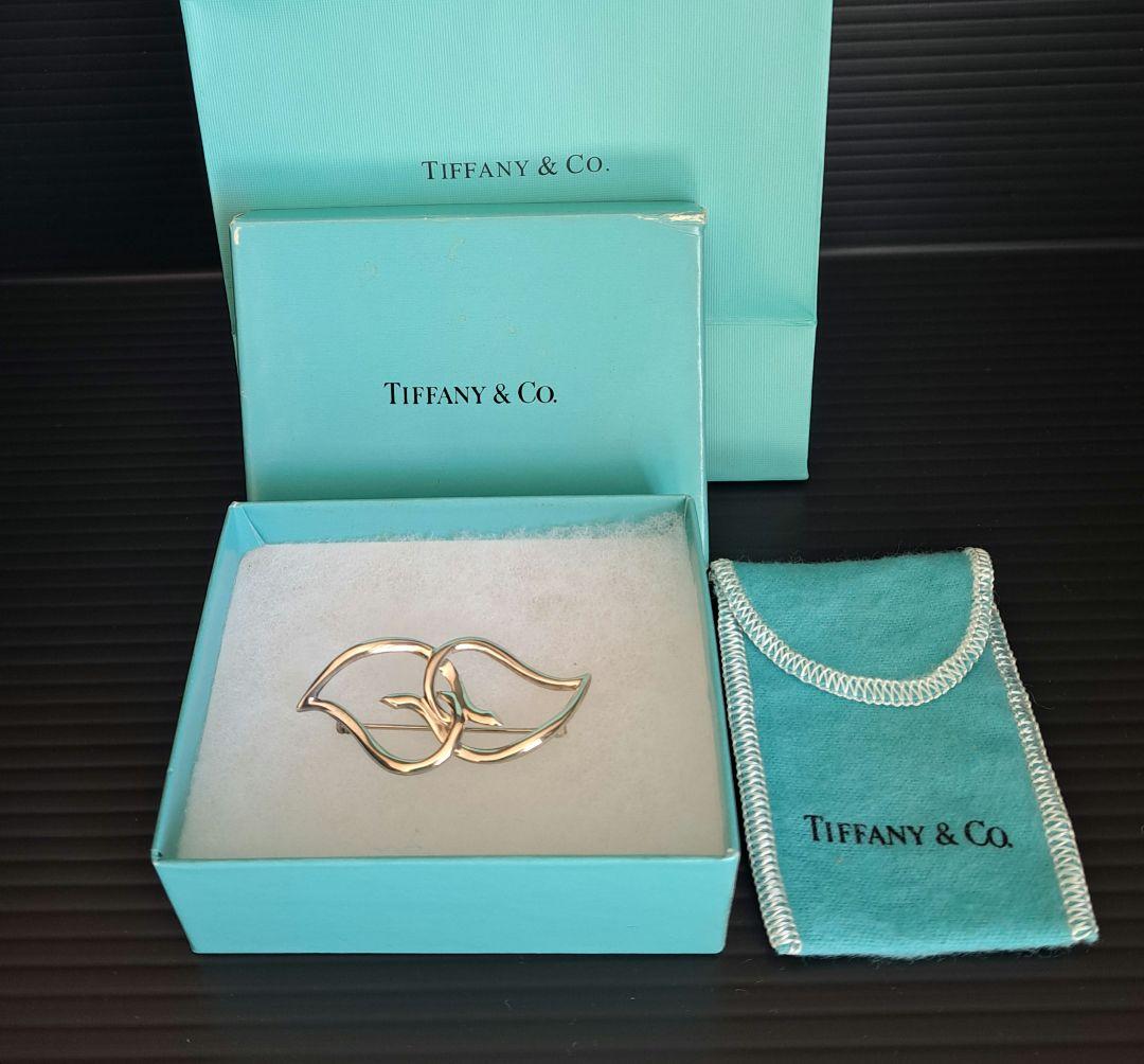 箱・保存袋付き　ティファニー ダブルリーフ ブローチ