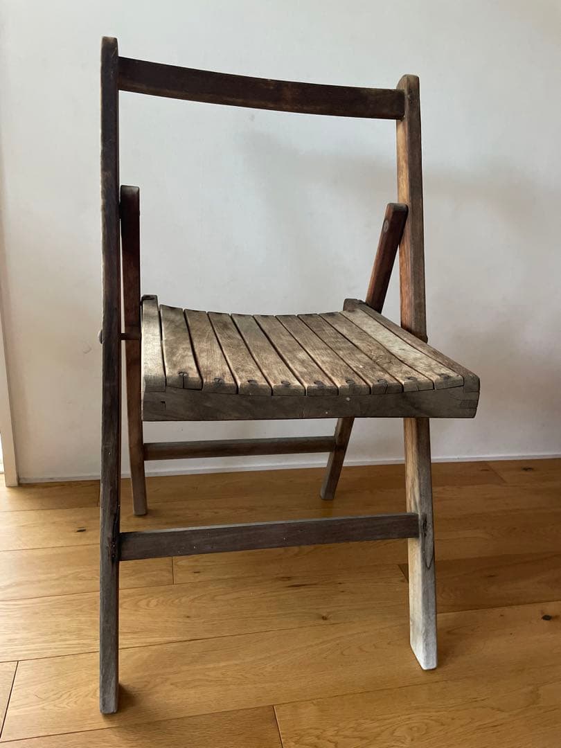 ヴィンテージ　アンティーク　木製折りたたみチェア 2脚セット