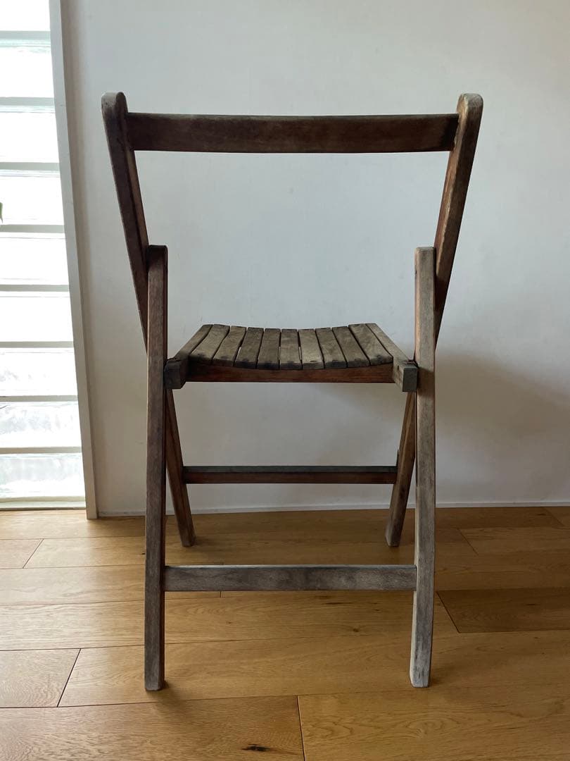 ヴィンテージ　アンティーク　木製折りたたみチェア 2脚セット