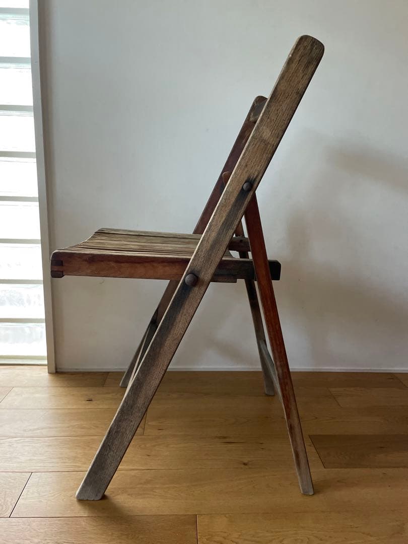 ヴィンテージ　アンティーク　木製折りたたみチェア 2脚セット